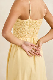 Classic Shirred Midi Dress Butter