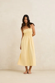 Classic Shirred Midi Dress Butter