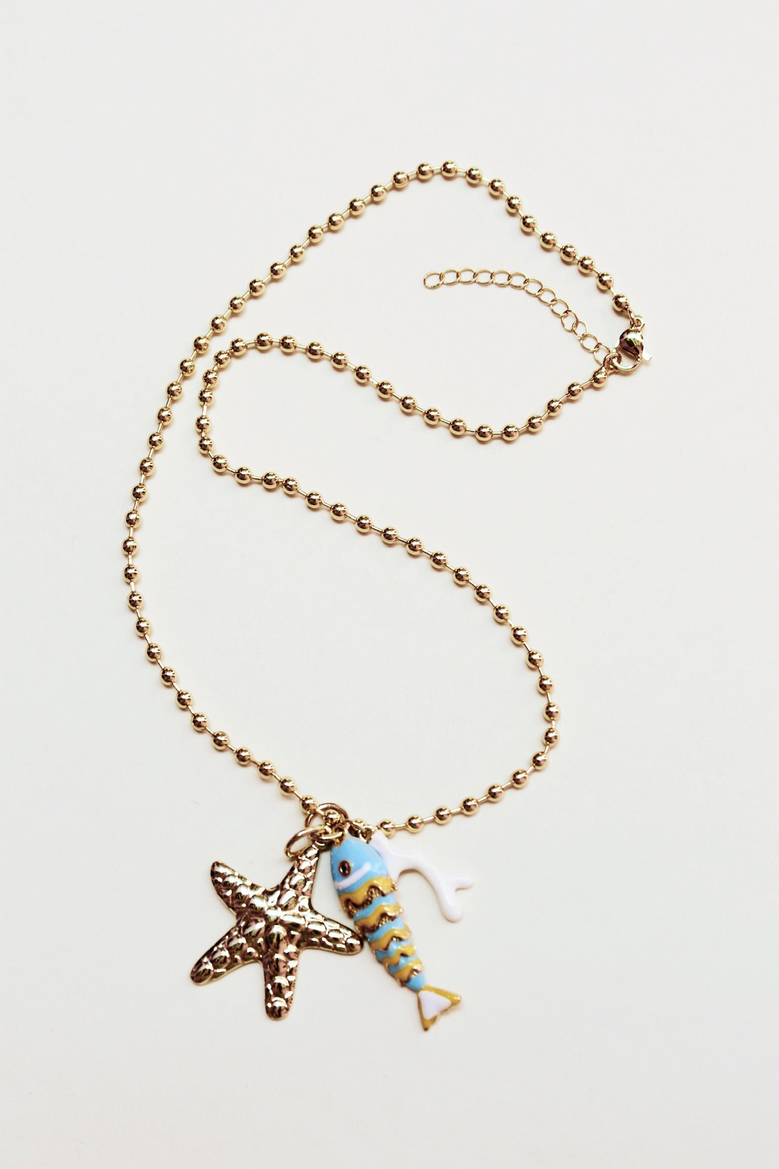 Baby Blue Fish Charm Necklace