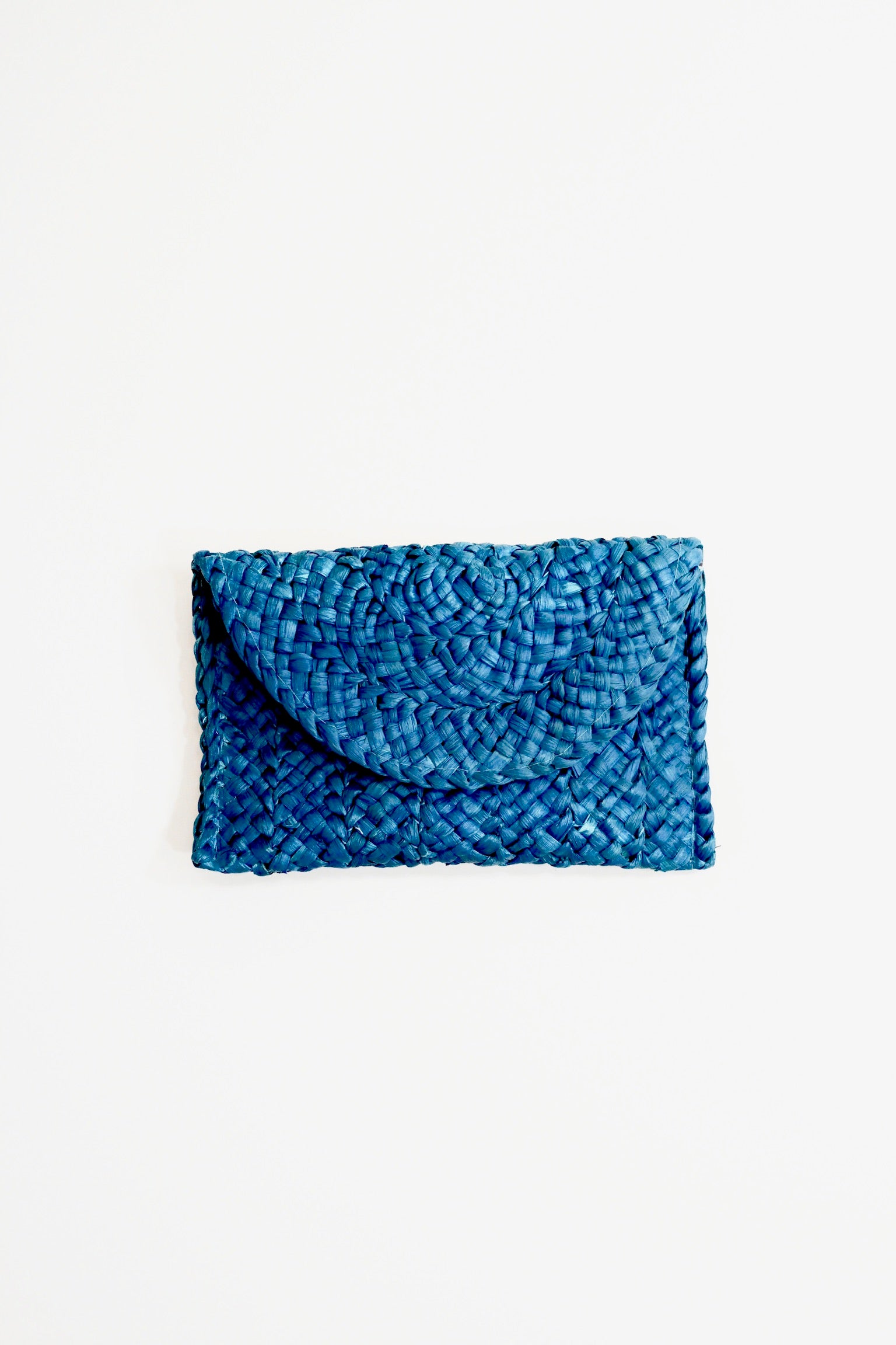 Blue Handmade Straw Clutch Rattan Bag | Collective Request 