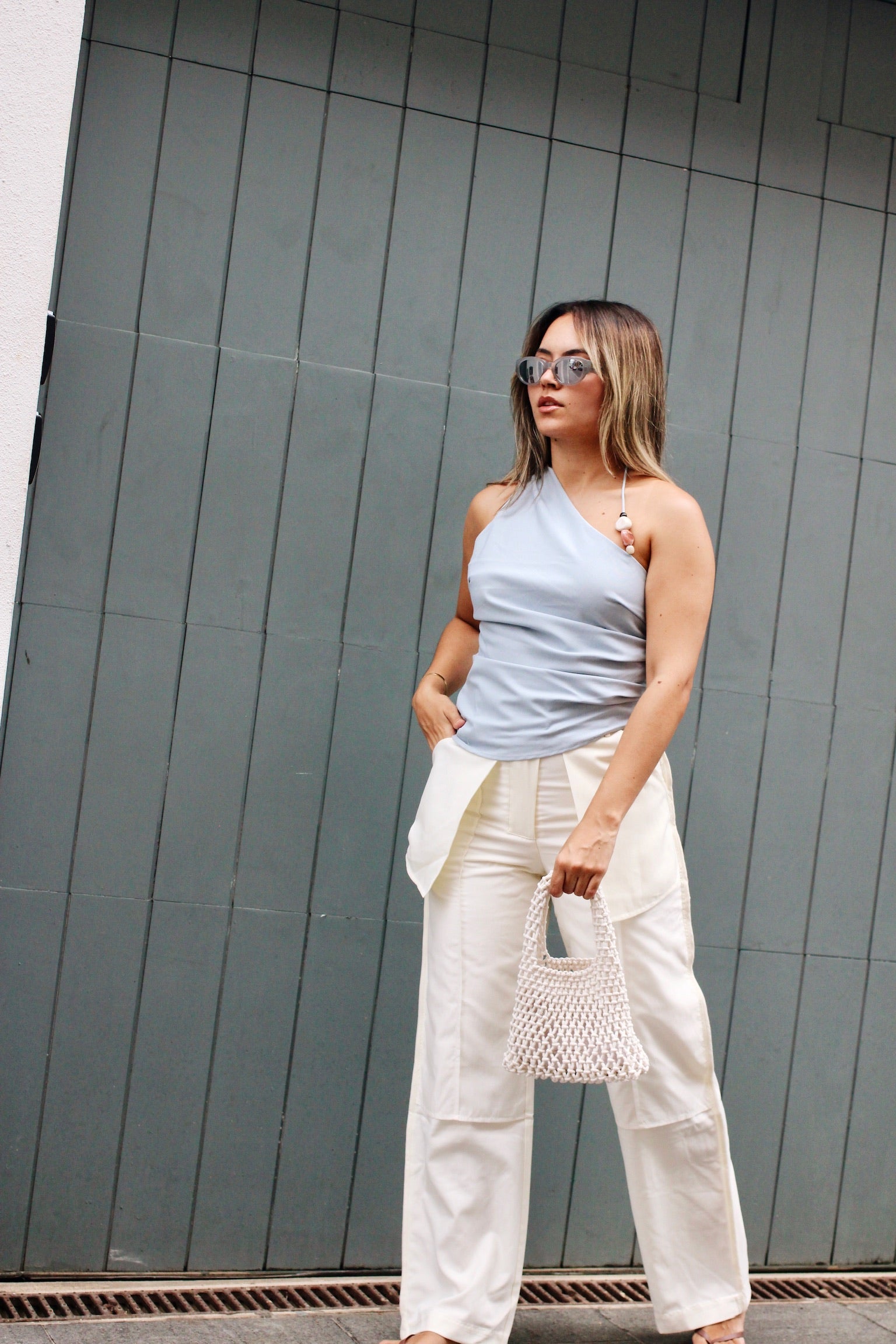 White Crochet Woven Mesh Bag | Collective Request 