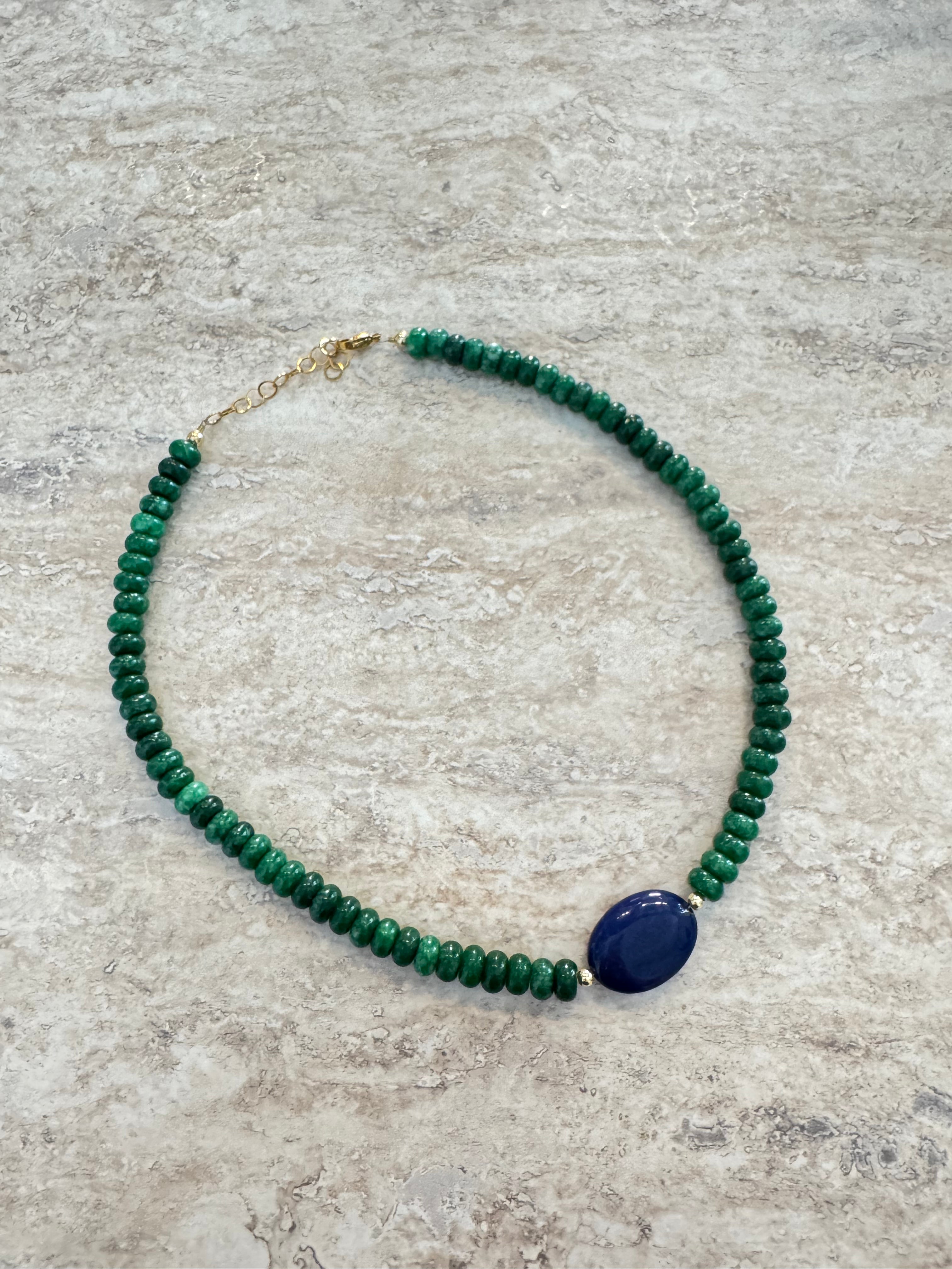 Green Beaded Stone Necklace