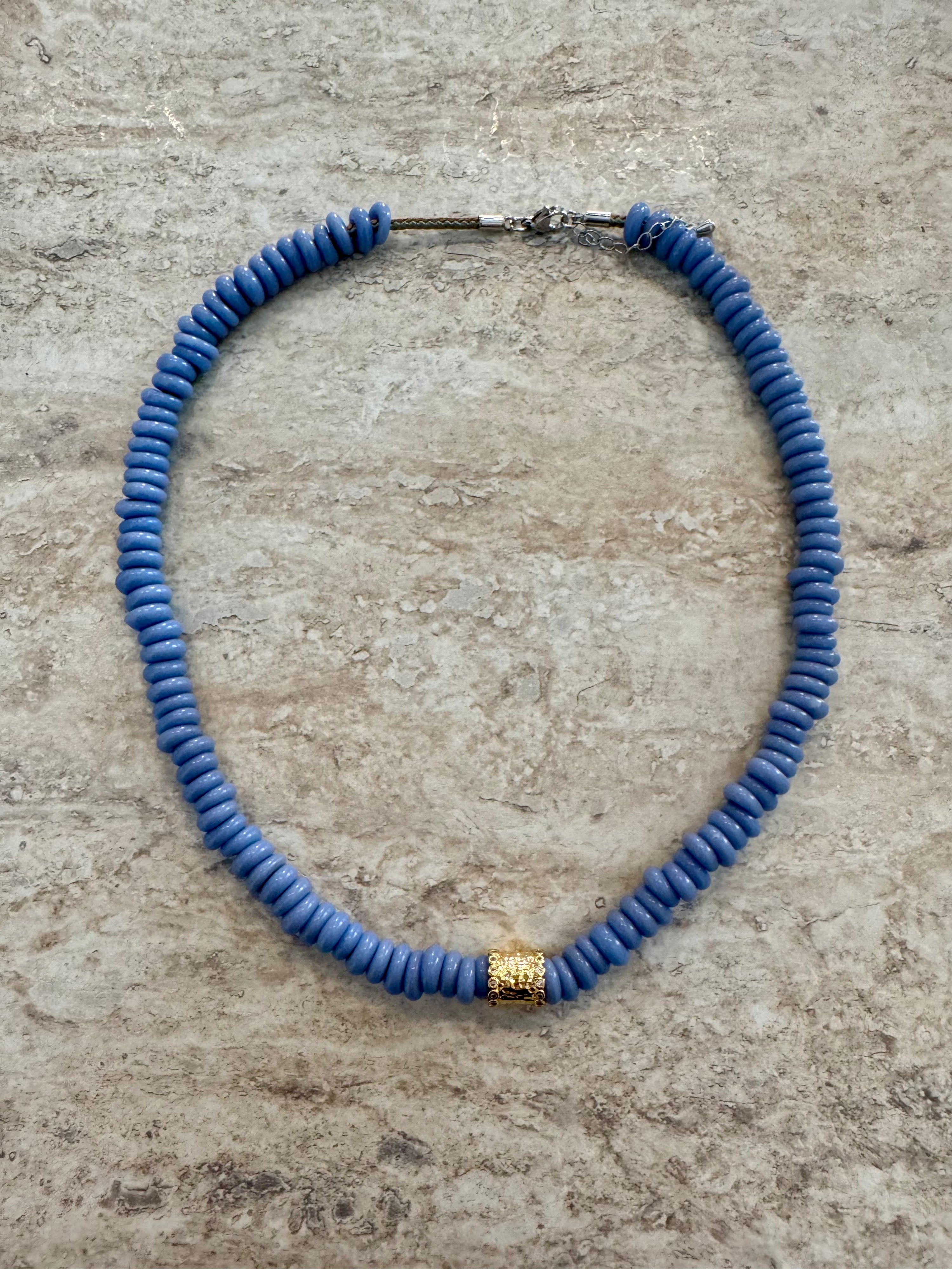 Purple Beaded Stone Necklace