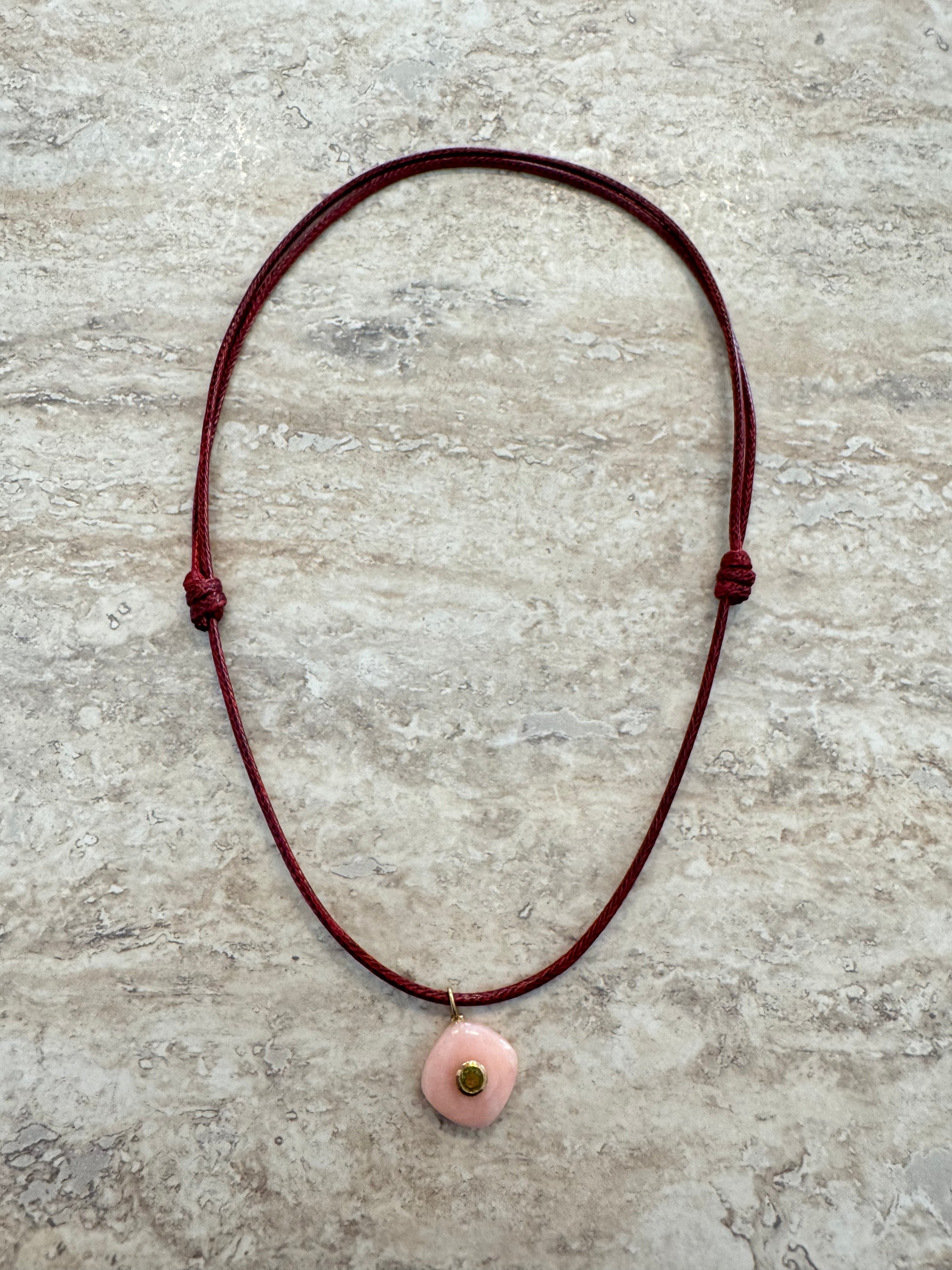 Pink Stone Cord Necklace