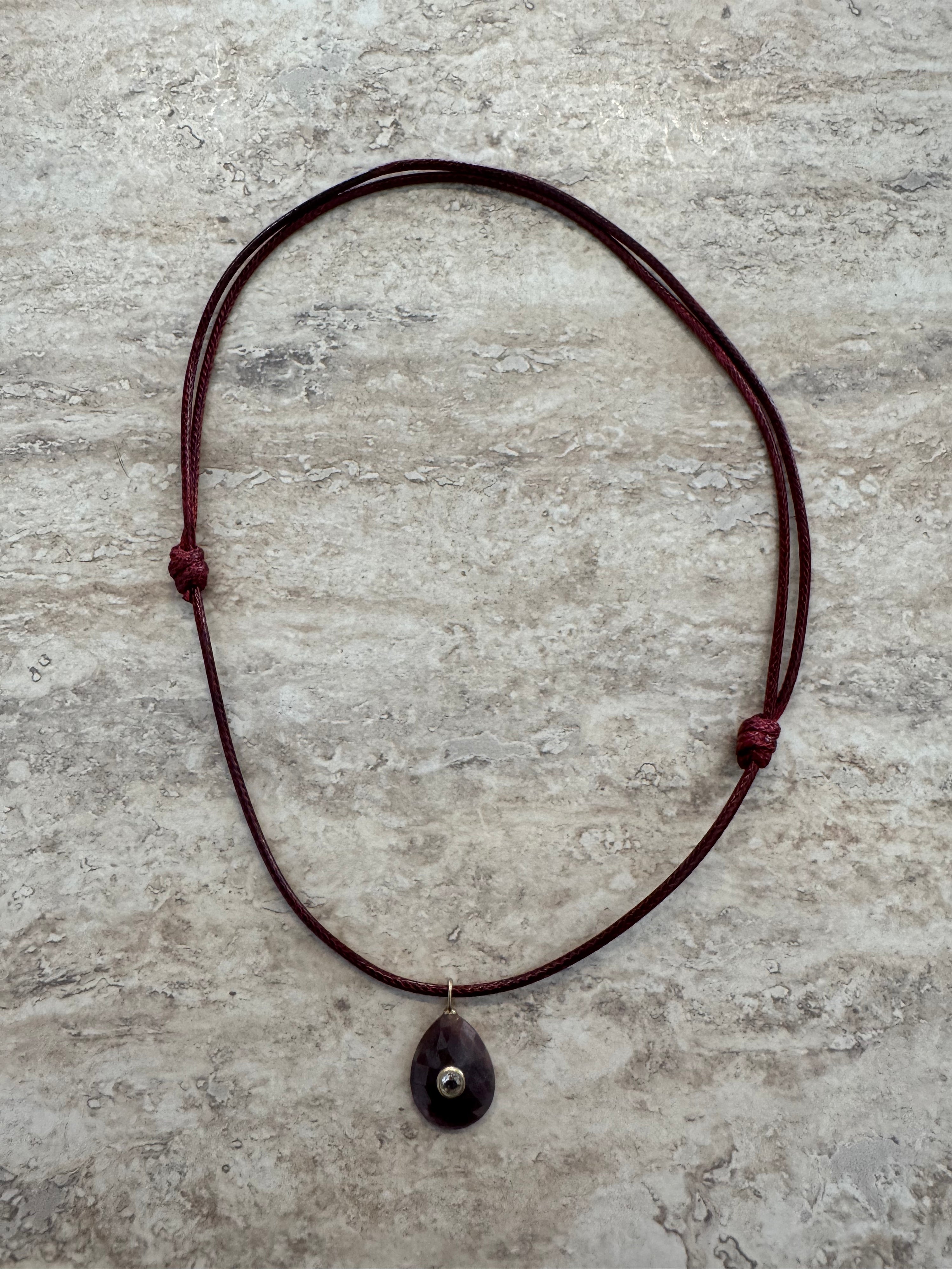 Brown Stone Cord Necklace