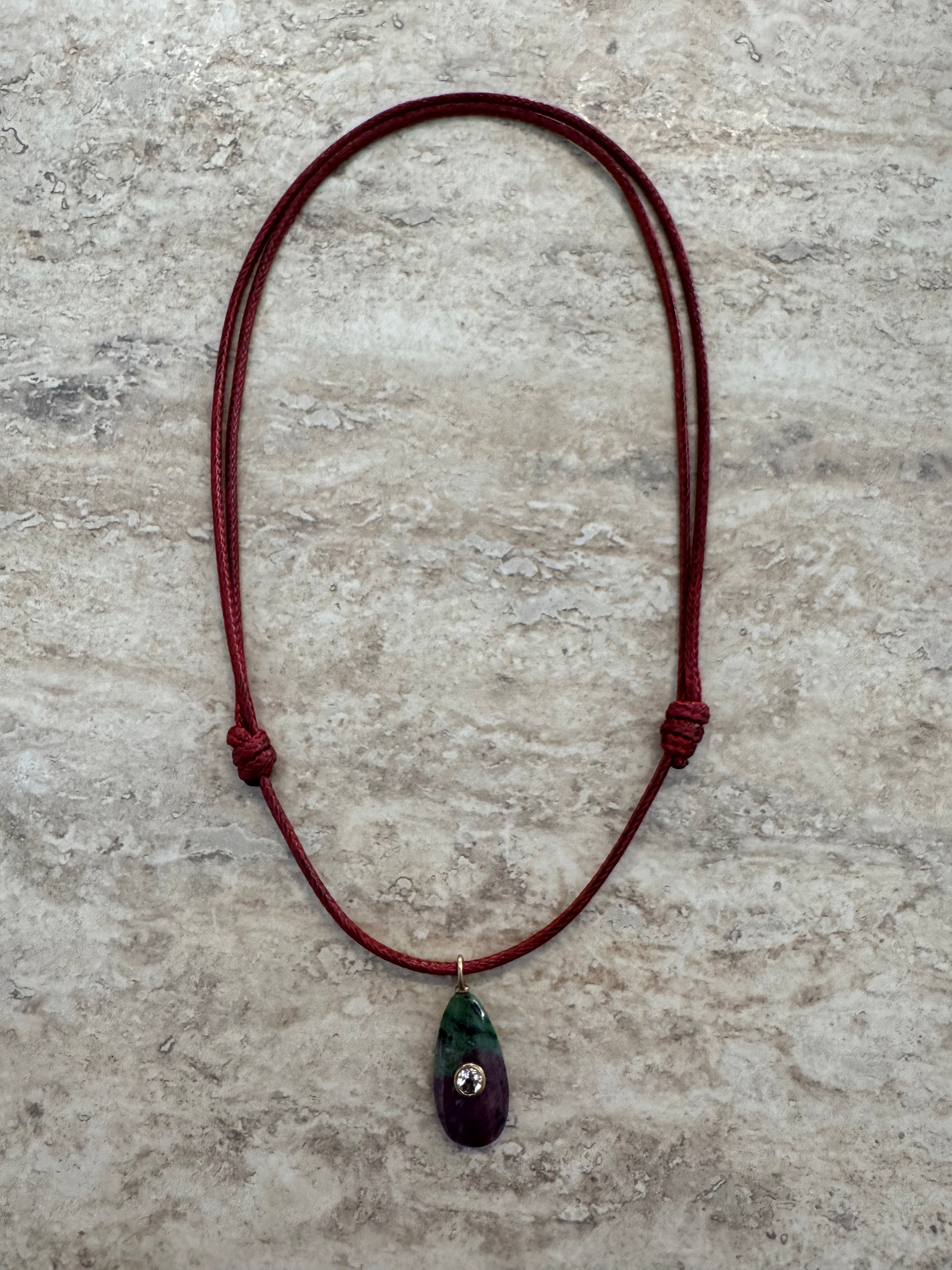 Multi Stone Cord Necklace