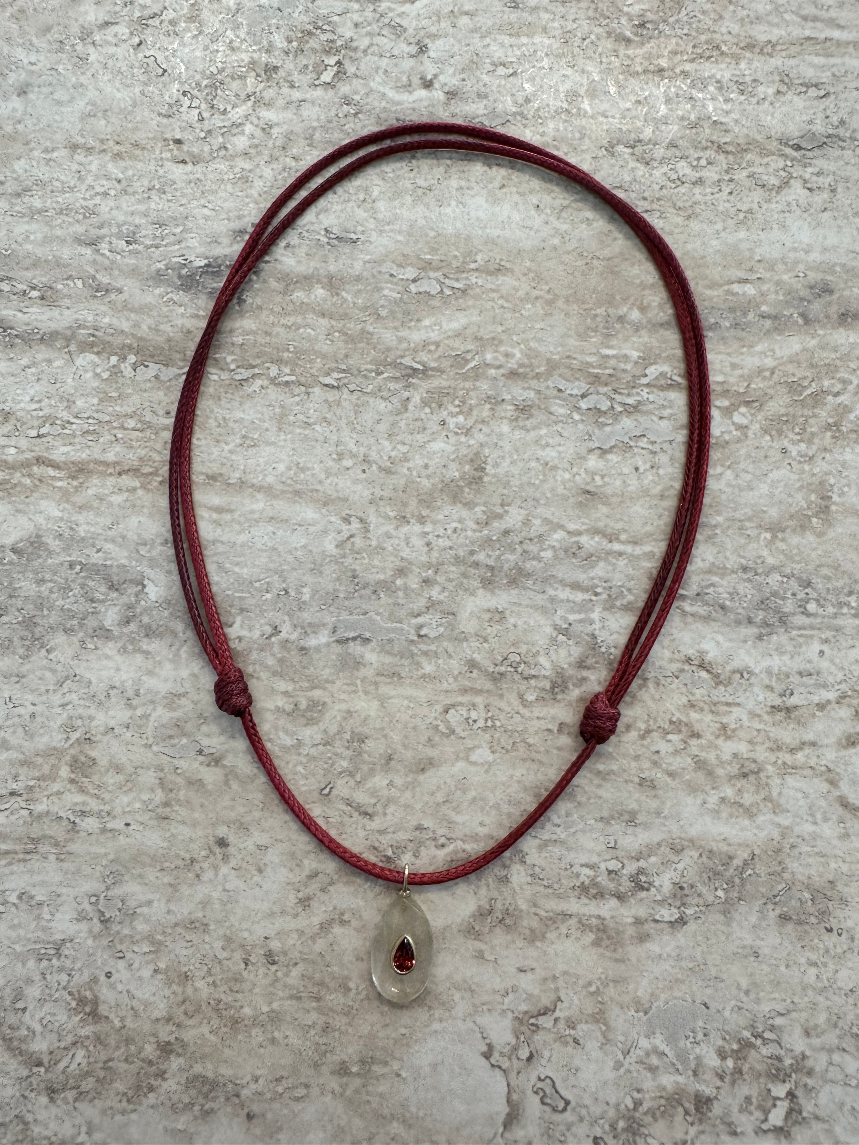 Clear Stone Cord Necklace
