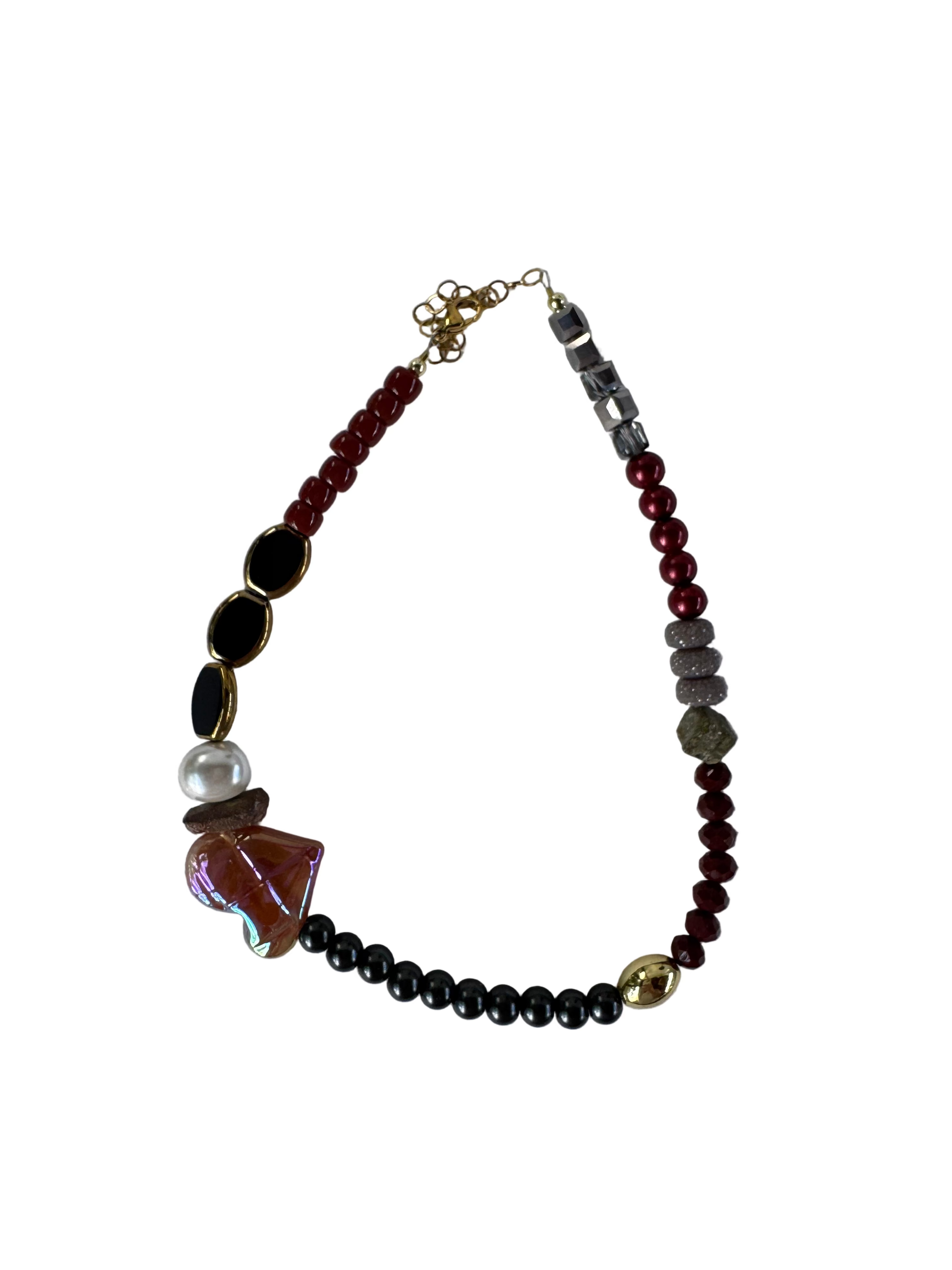 Pink Heart Puka Necklace