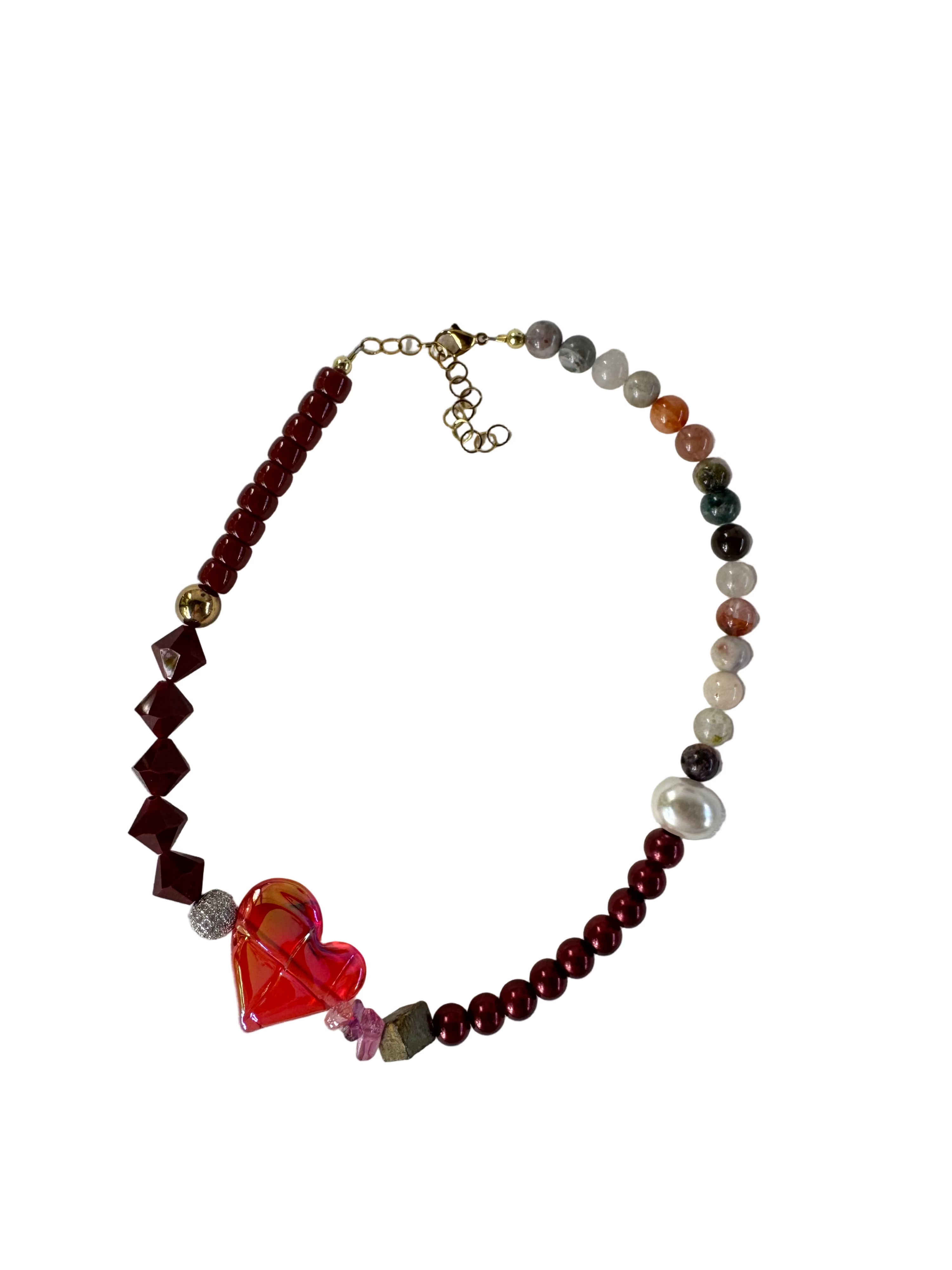 Orange Heart Puka Necklace