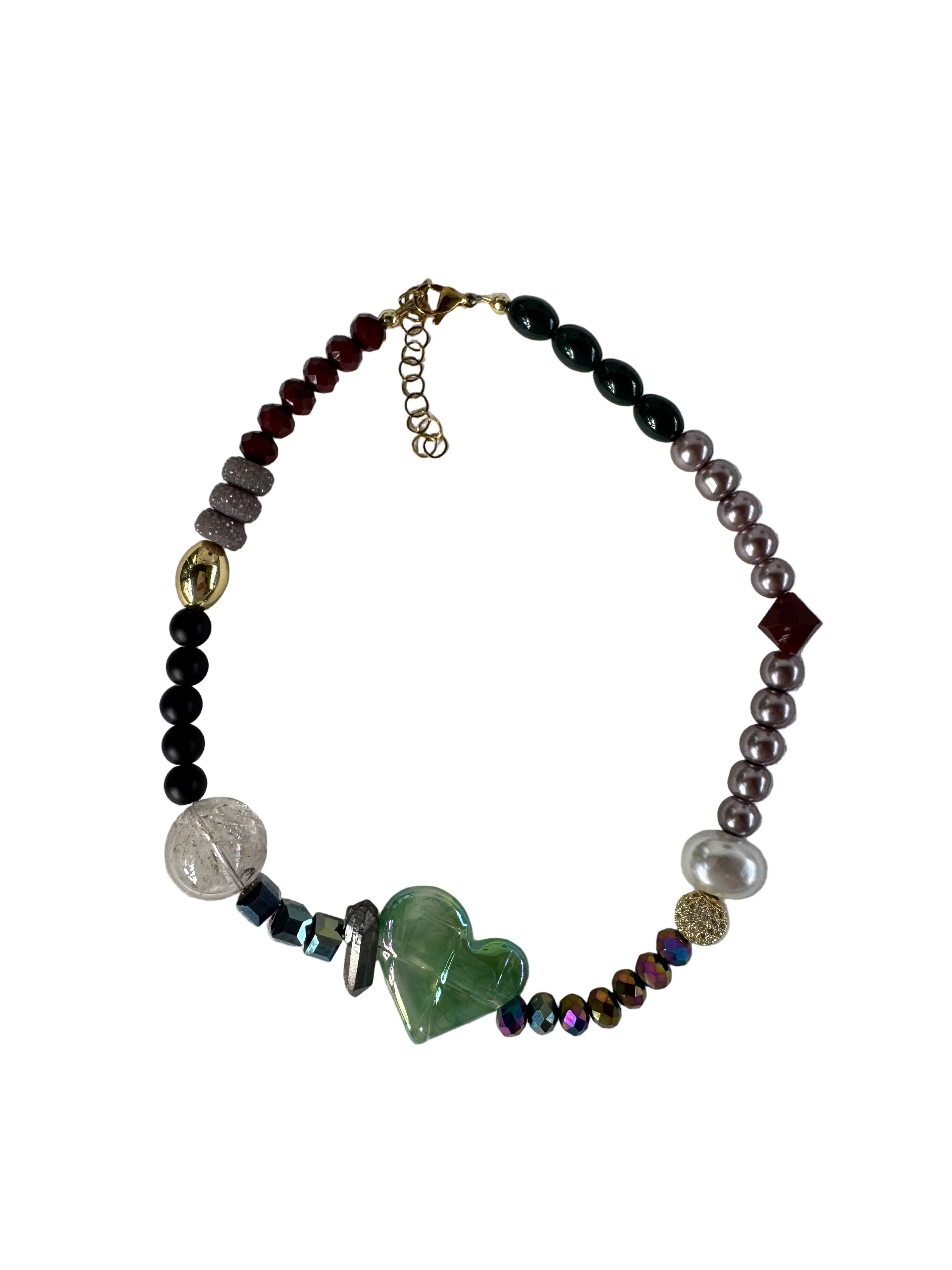 Green Heart Puka Necklace