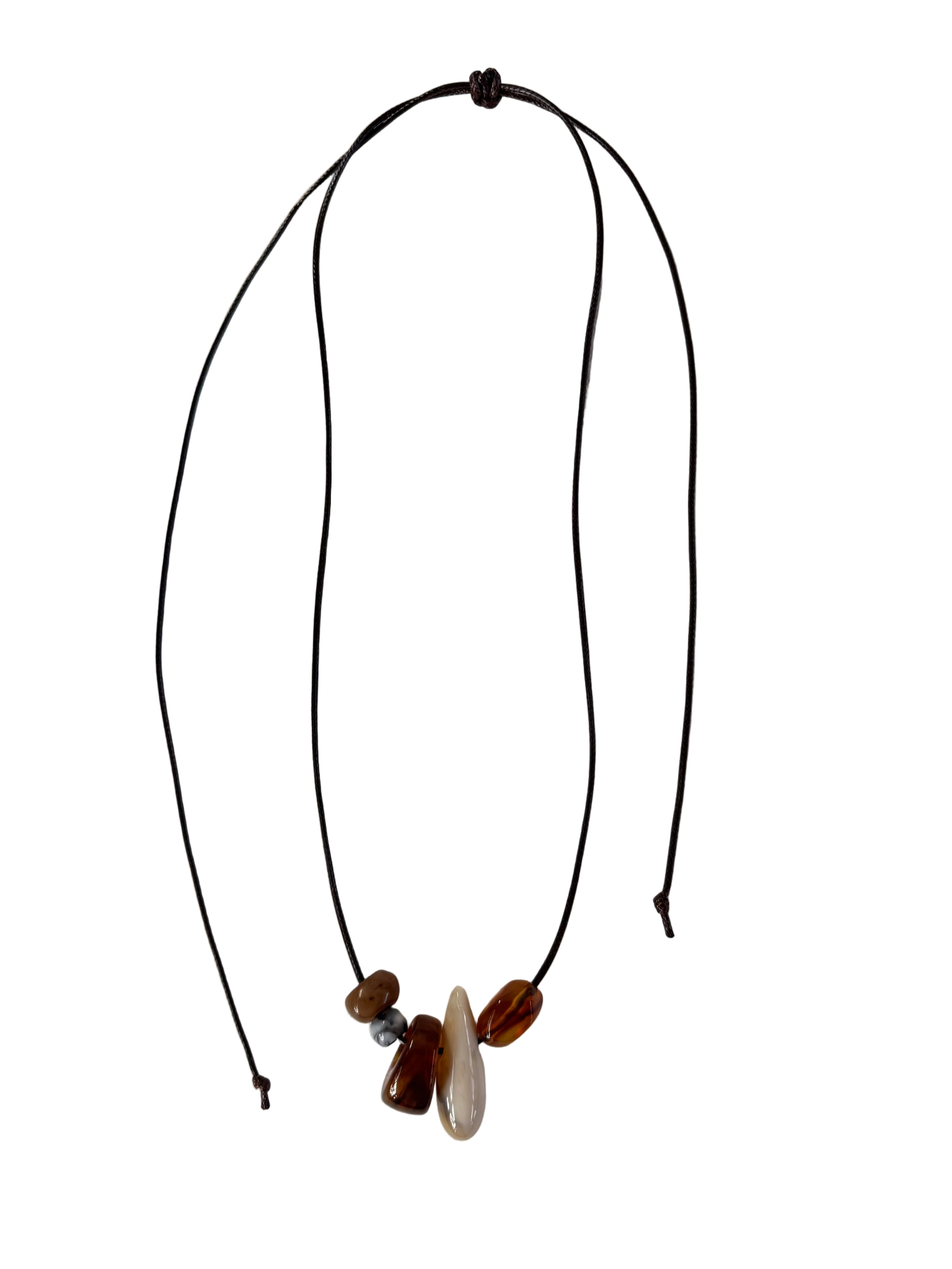 Brown Cord Beads Necklace