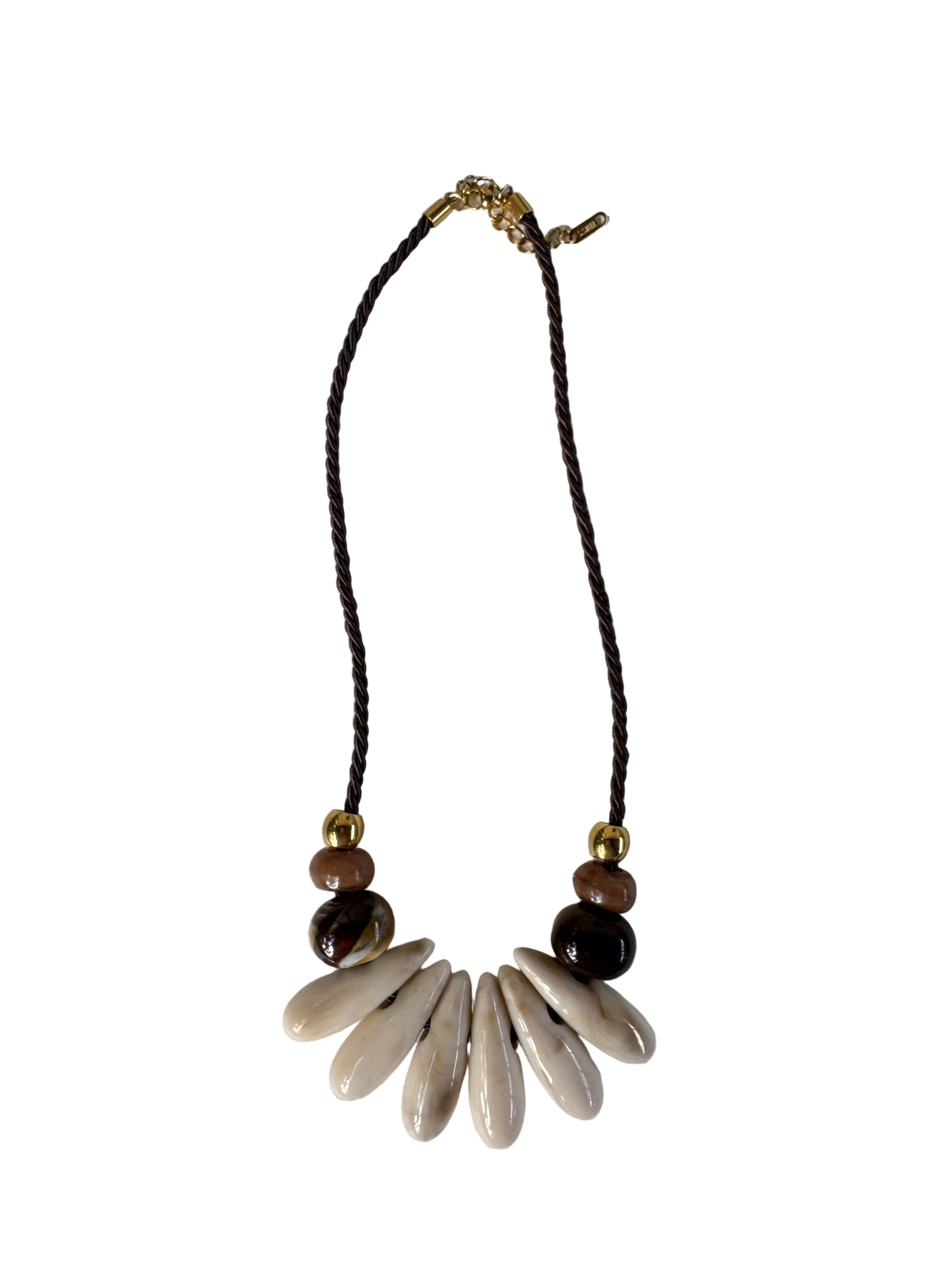 Brown Cord Beads Necklace