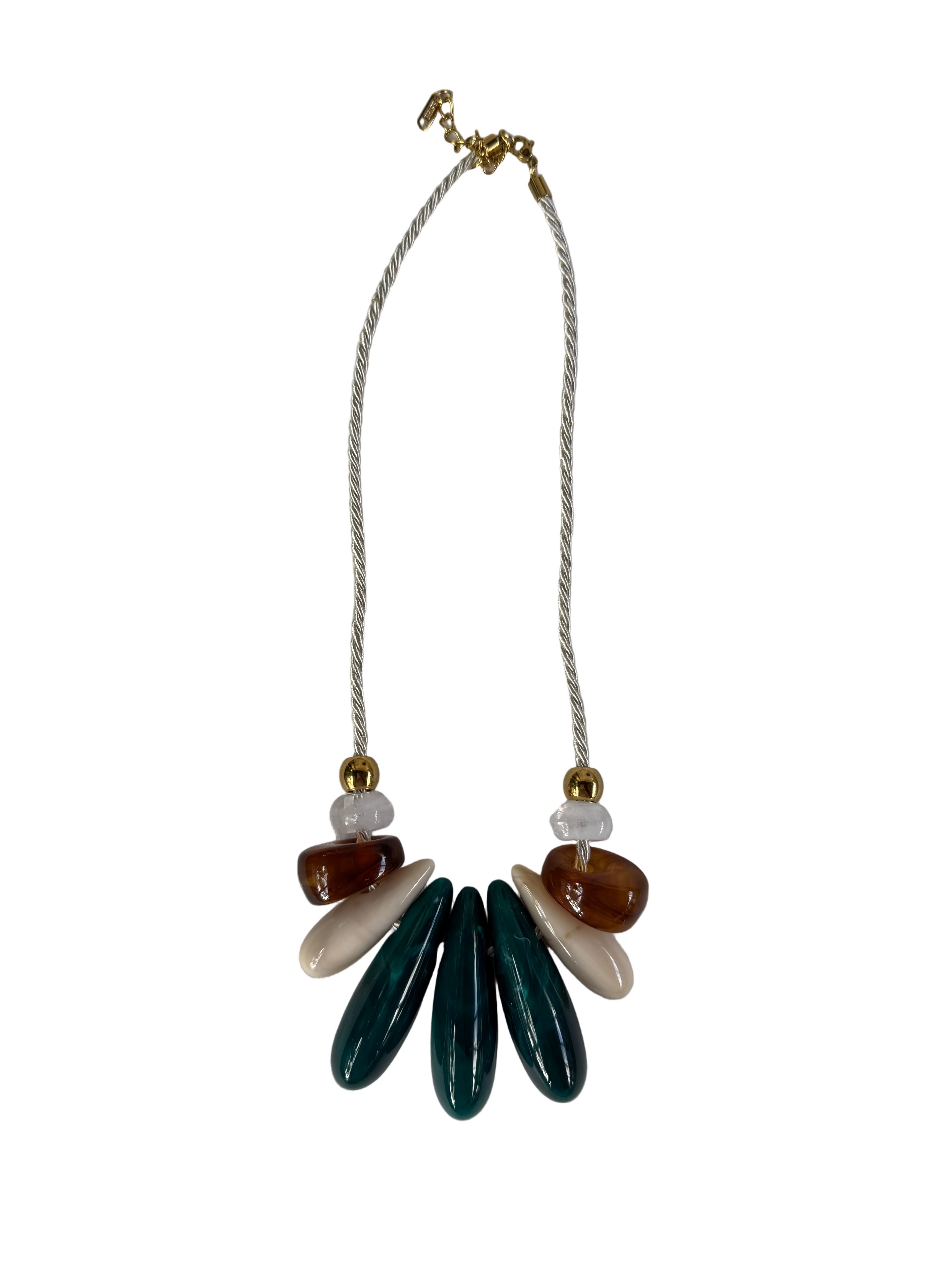 Beige Cord Beads Necklace