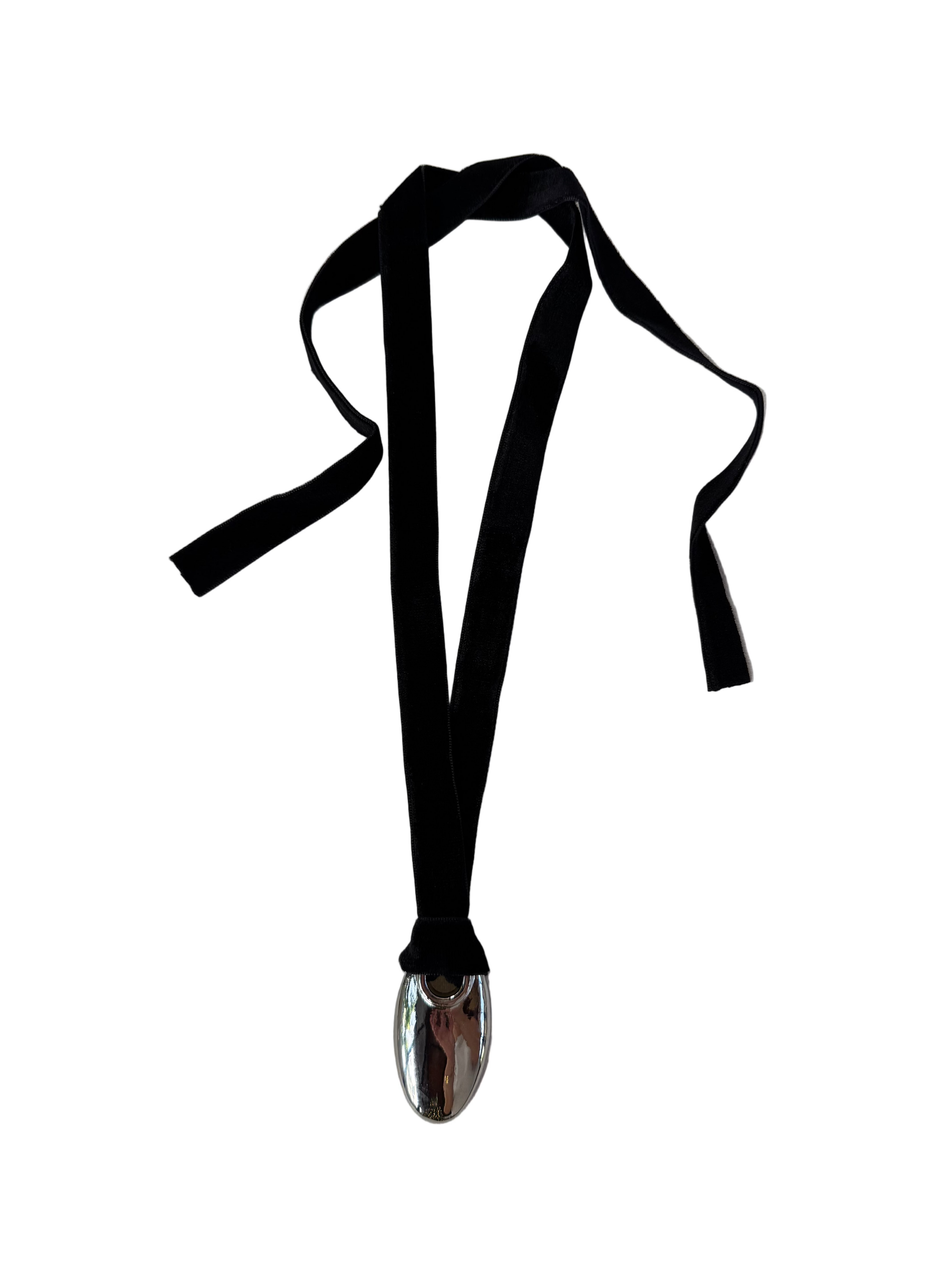 Silver Velvet Cord Necklace