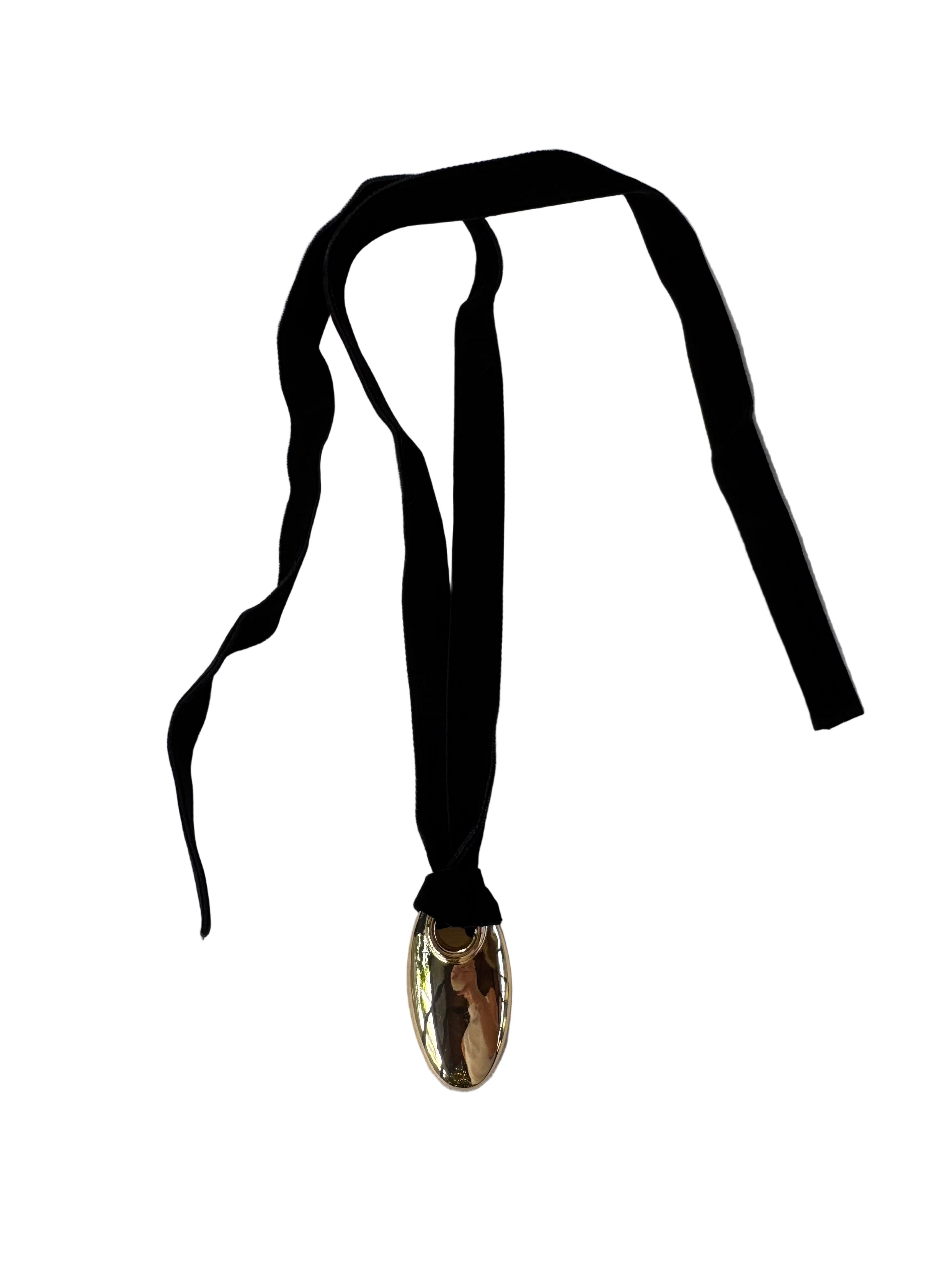 Gold Velvet Cord Necklace