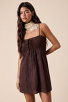 Knit Bust Eyelet Print Front Tie Swing Mini Dress | Collective Request 
