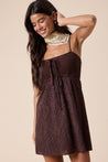 Knit Bust Eyelet Print Front Tie Swing Mini Dress | Collective Request 