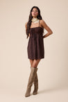 Knit Bust Eyelet Print Front Tie Swing Mini Dress | Collective Request 