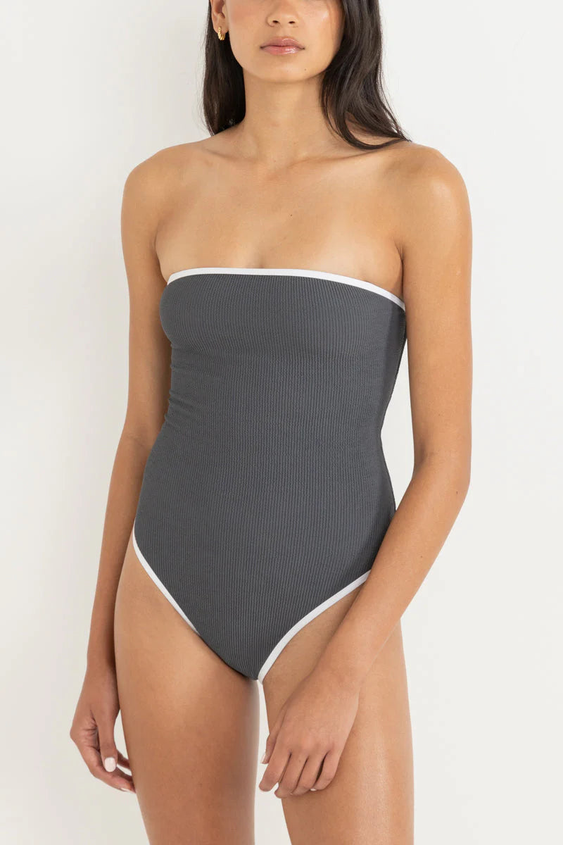 Rhythm Essential Rib Contrast One Piece Graphite