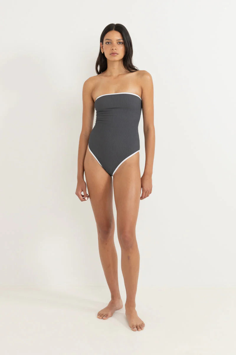 Rhythm Essential Rib Contrast One Piece Graphite