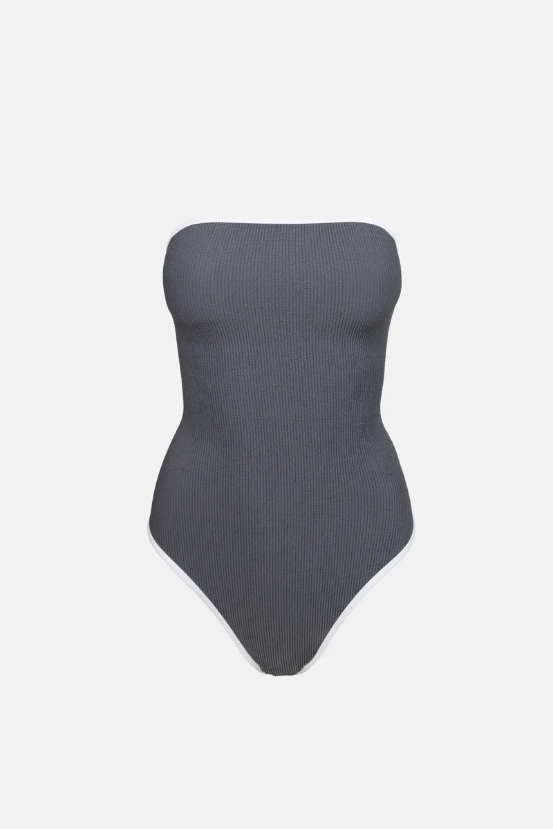 Rhythm Essential Rib Contrast One Piece Graphite