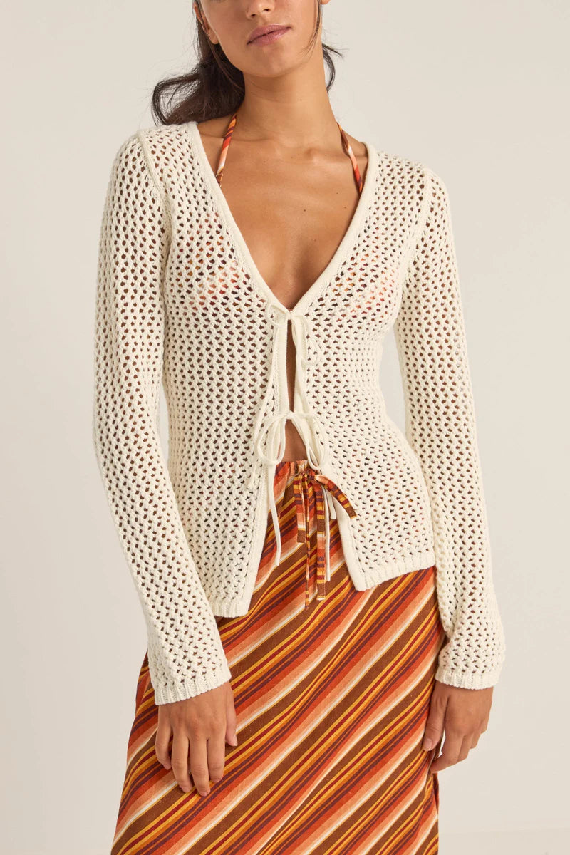 Rhythm Seashell Long Sleeve Tie Front Top | Collective Request 