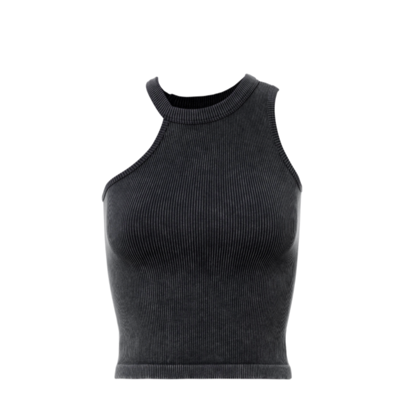 Black Ribbed Asymmetric Wash Tank | Collective Request