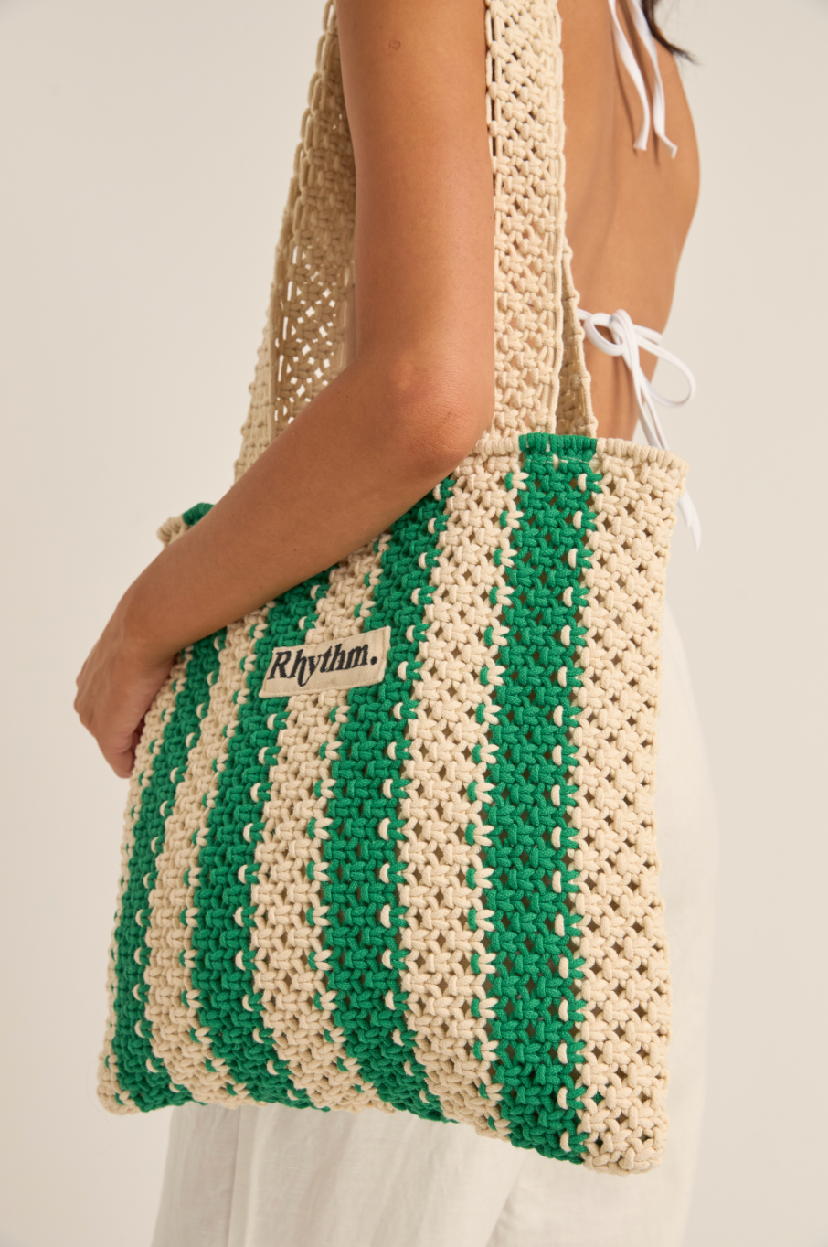 Rhythm Dinero Stripe Crochet Tote Bag