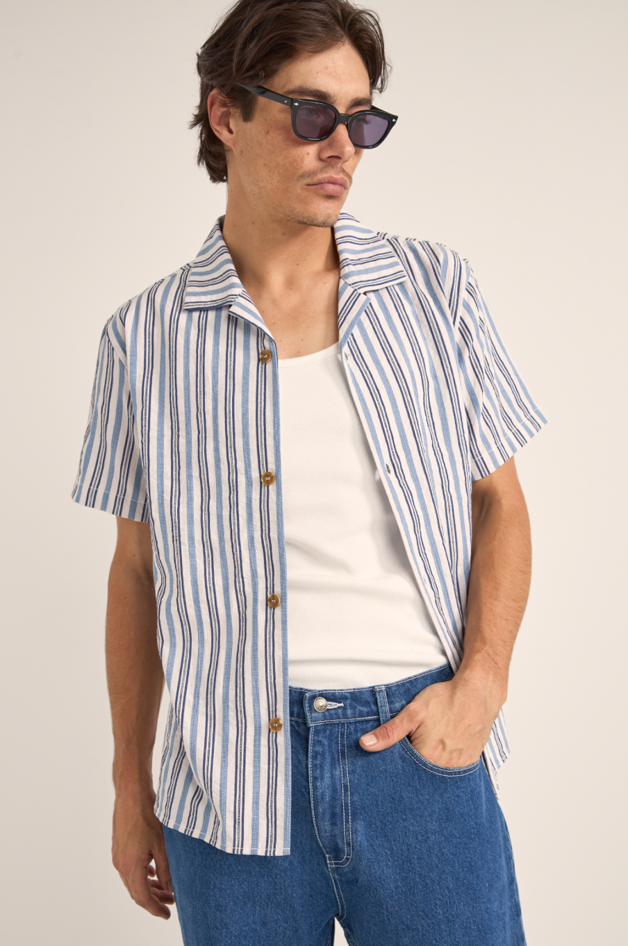 Rhythm Vacation Stripe Shirt-Blue