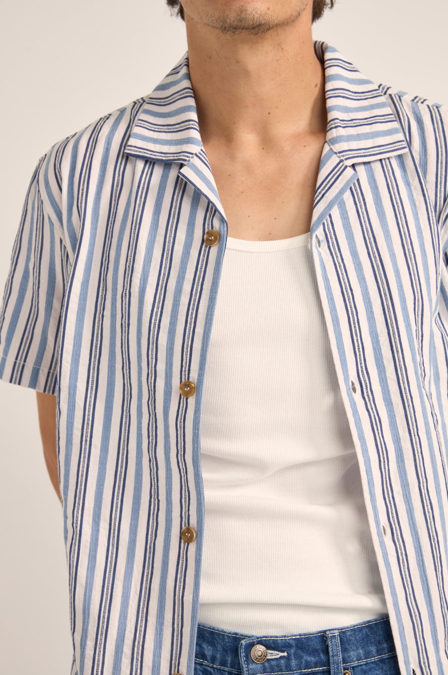 Rhythm Vacation Stripe Shirt-Blue