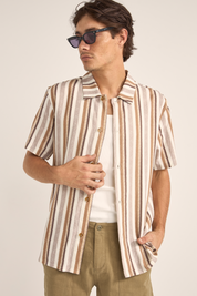 Rhythm Paisley Stripe Shirt-Cedar