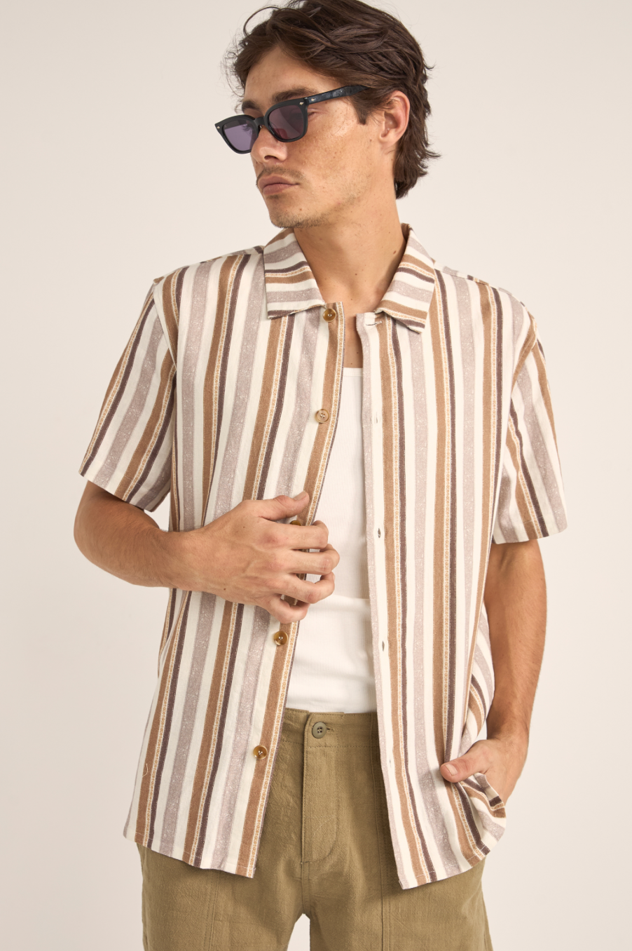 Rhythm Paisley Stripe Shirt-Cedar