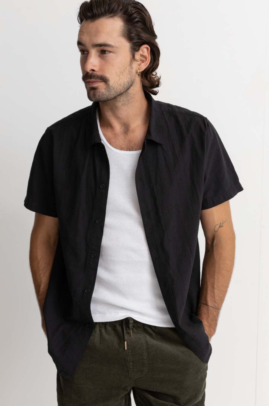 Rhythm Classic Linen Shirt-Vintage Black