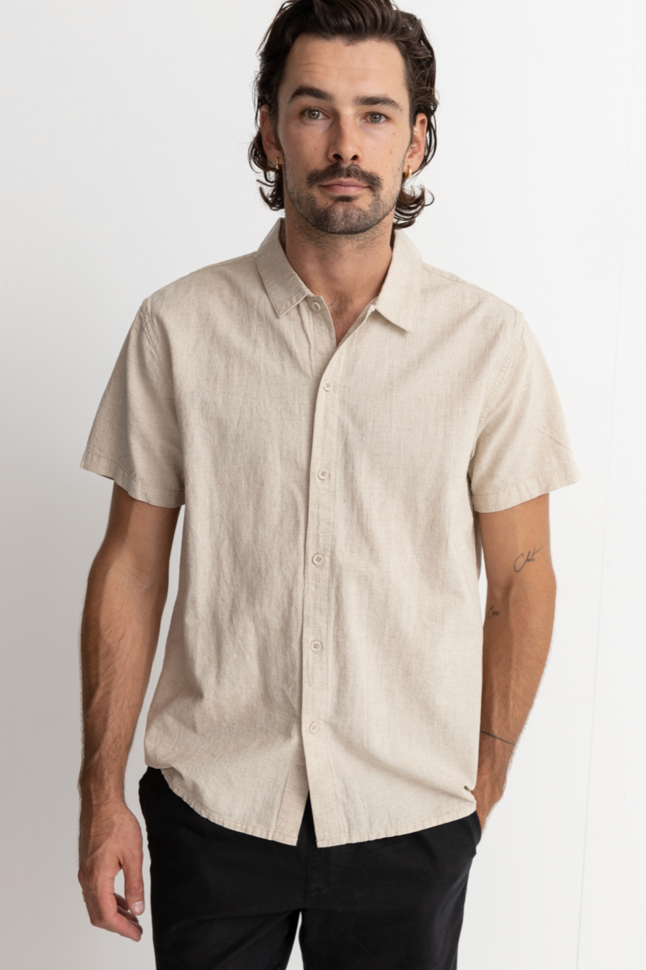 Rhythm Classic Linen Shirt-Vintage Sand