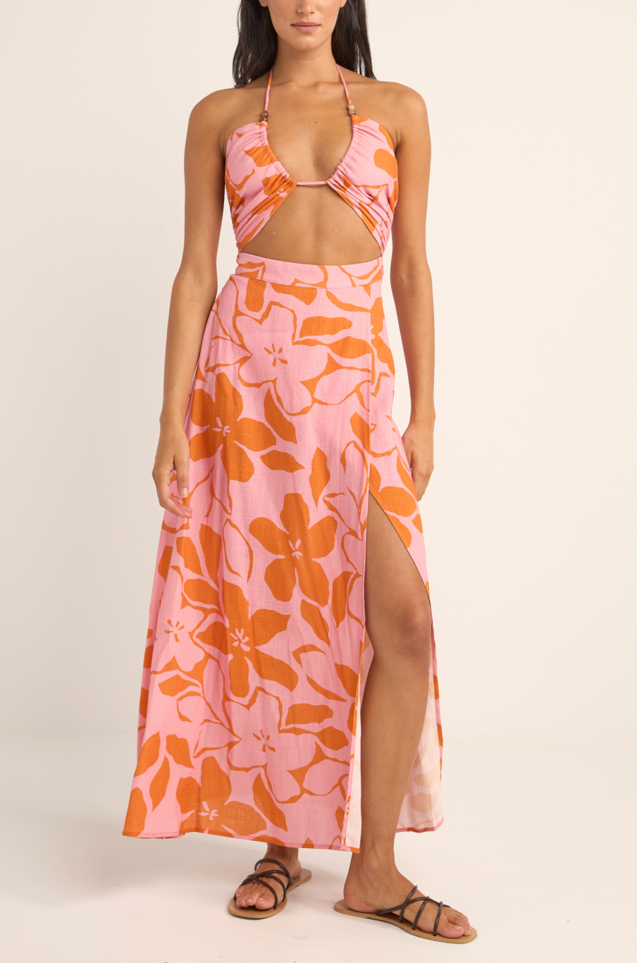 Rhythm Bora Bora Floral Cut Out Maxi Dress