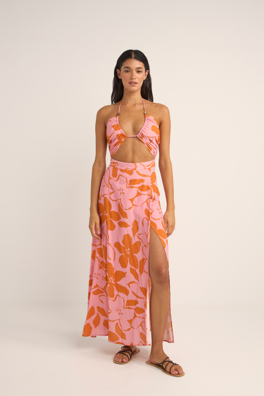 Rhythm Bora Bora Floral Cut Out Maxi Dress