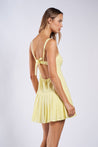 Yellow Tie Strap Open Back Pleated Mini Dress | Collective Request 