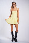 Yellow Tie Strap Open Back Pleated Mini Dress | Collective Request 