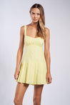 Yellow Tie Strap Open Back Pleated Mini Dress | Collective Request 