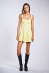 Yellow Tie Strap Open Back Pleated Mini Dress | Collective Request 