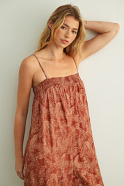 Leaf Printed Loose Jumpsuit