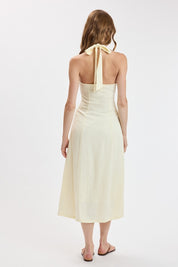 Halter Tie Soft Color Fit&flare Midi Dress