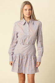 Ayra Striped Drop Waist Shirt Dress