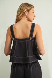 Stitch Detailed Sleeveless Top