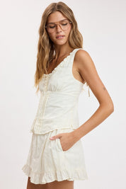 Soft Color Ruffle Lace Top & Mini Skort Set