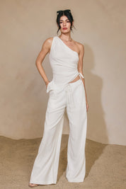 Linen Wide Leg Pull On Pants
