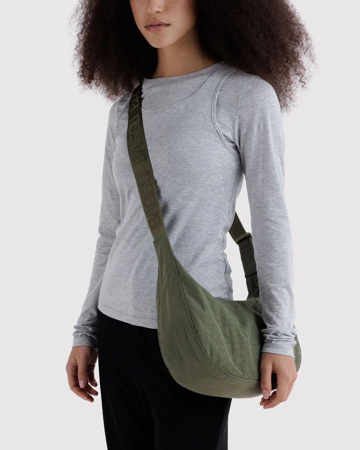 BAGGU Caper Medium Nylon Crescent Bag