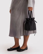 BAGGU Nylon Drawstring Bag- Black