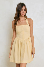 Butter Linen Dipped Waist Mini Dress