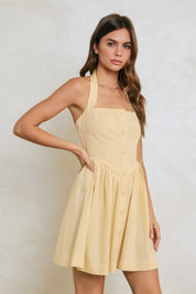 Butter Linen Dipped Waist Mini Dress